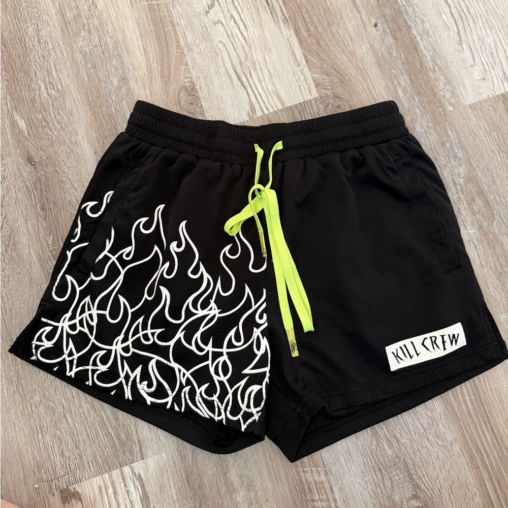 Kill Crew Black Shorts with Neon Accents